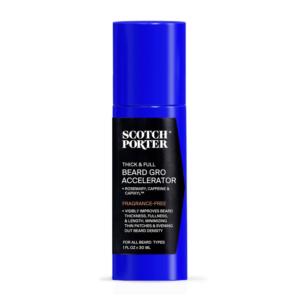 Scotch Porter Tebal & Full Beard Akselerator Gro dengan Capixyl, Caffeine & Rosemary - Stimulates & Strengthens Follicles untuk Thicker, Fuller Beard - 1 oz