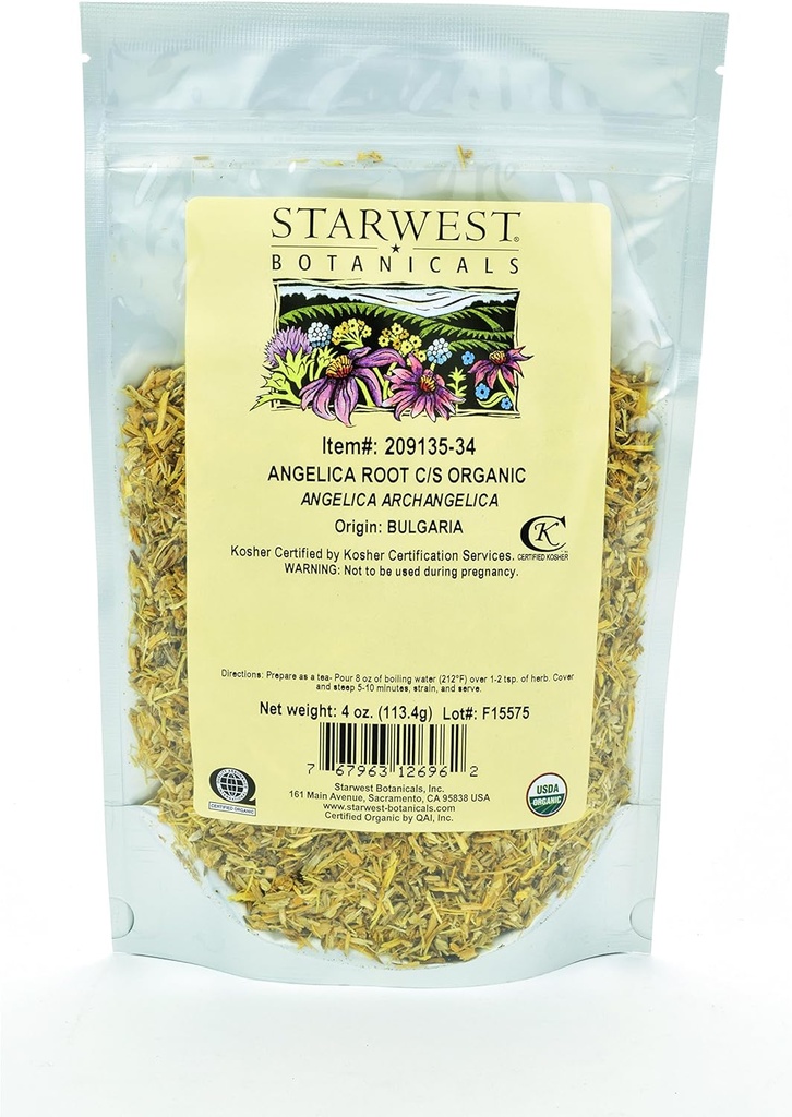 Starwest Botanicals Organic Angelica Корінь C/S, 4 Ounces