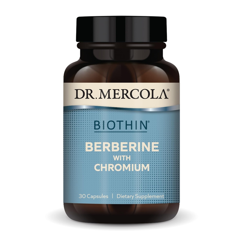 Dr. Mercola Biothin Berberine with Chromium - Supports Healthy Metabolic Function - Enhanced Absorption - Non-GMO, Gluten-Free & Soy-Free - 30 Capsules (30 Servings)