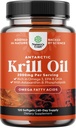 Antarctic Krill Oil 2000mg Softgels Per Serving - Omega 3 Krill Oil Supplement with EPA DHA & Astaxanthin - 3rd Party Lab Tested No Gluten GMOs or Fishy Aftertaste - 2 Months