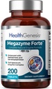 Megazyme Forte 200 Comprimés - Enzymes protéolytiques naturelles des plantes Nattozimes Serrazimes soutient le système digestif Imune Santé