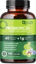 Probiotica voor vrouwen Digestieve gezondheid met prebiotische vezels - Fiber Supplement met 60 miljard Probiotica voor Regularity & Gut Cleanse - Ondersteunt Occasional Constipatie - 106 Veggie Capsules
