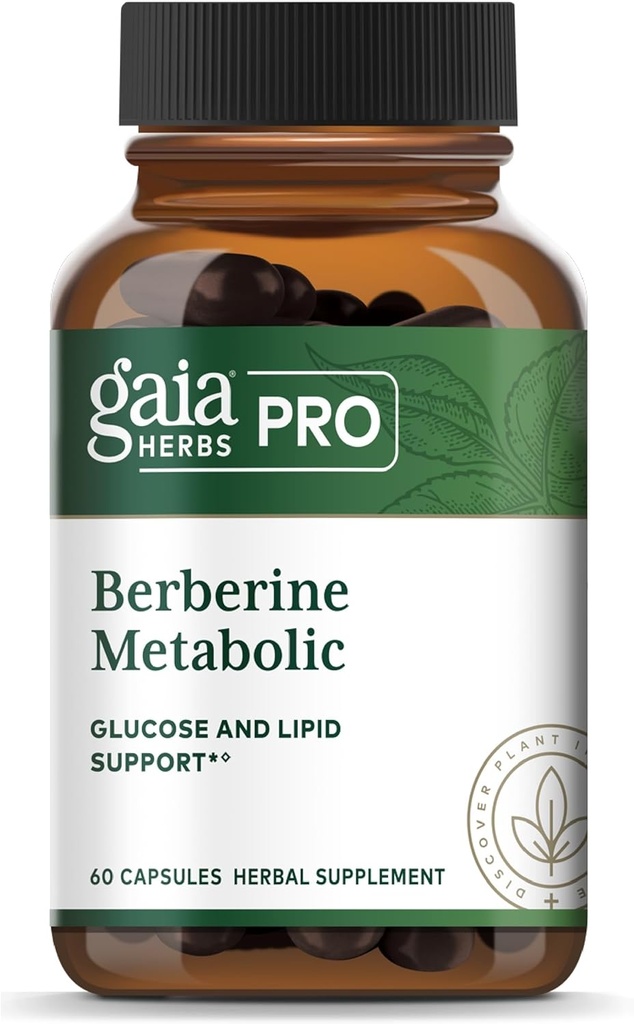 GAIA HERBS PRO Berberine Metabolic - Дополнение к Berberine HCI - Vegan, Gluten-Free, Soy-Free - 60 капсул (60 сервий)