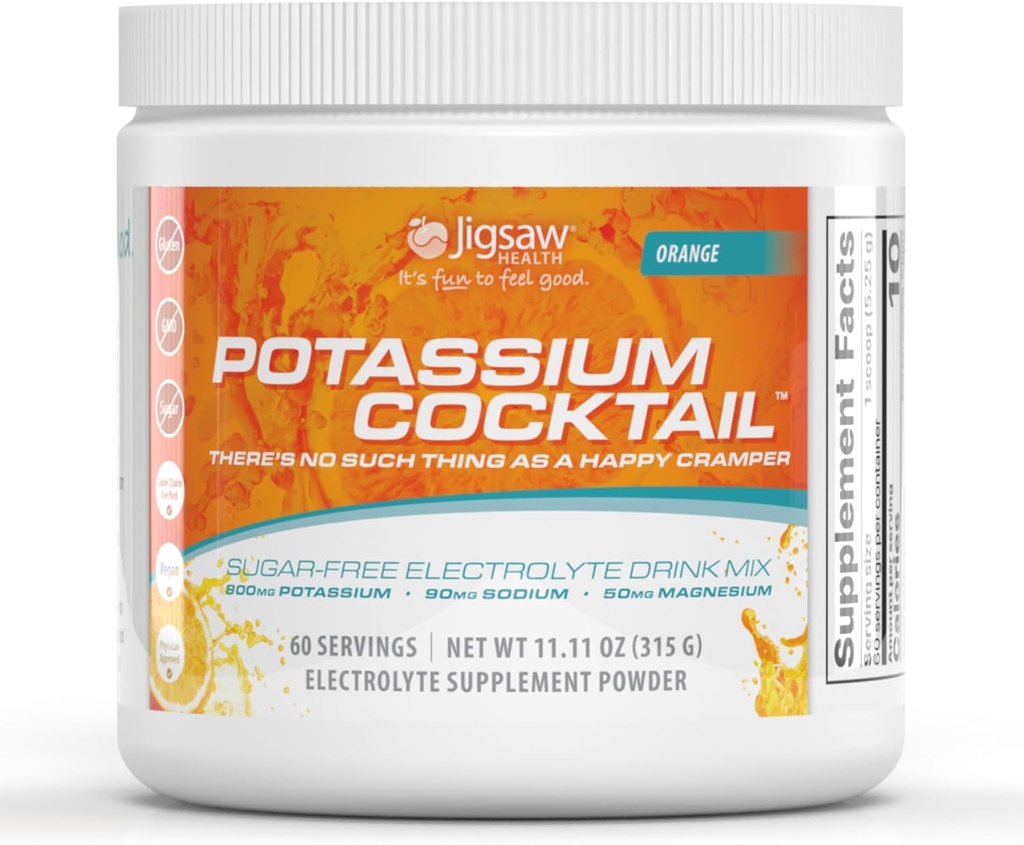Jigsaw Health Kálium Cocktail - 124; korábbi Pickleball Cocktail - 124; Orange Flavor - 124; 60 Servings (Jar)