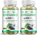 O aceite vivo de Oregano con aceite de semente negra, 2 en 1 Suplemento de Oregano para a saúde inmune, Retaína Carvacrol & Thymoquinone, Non-GMO, 60 Softgels, 2 Pack