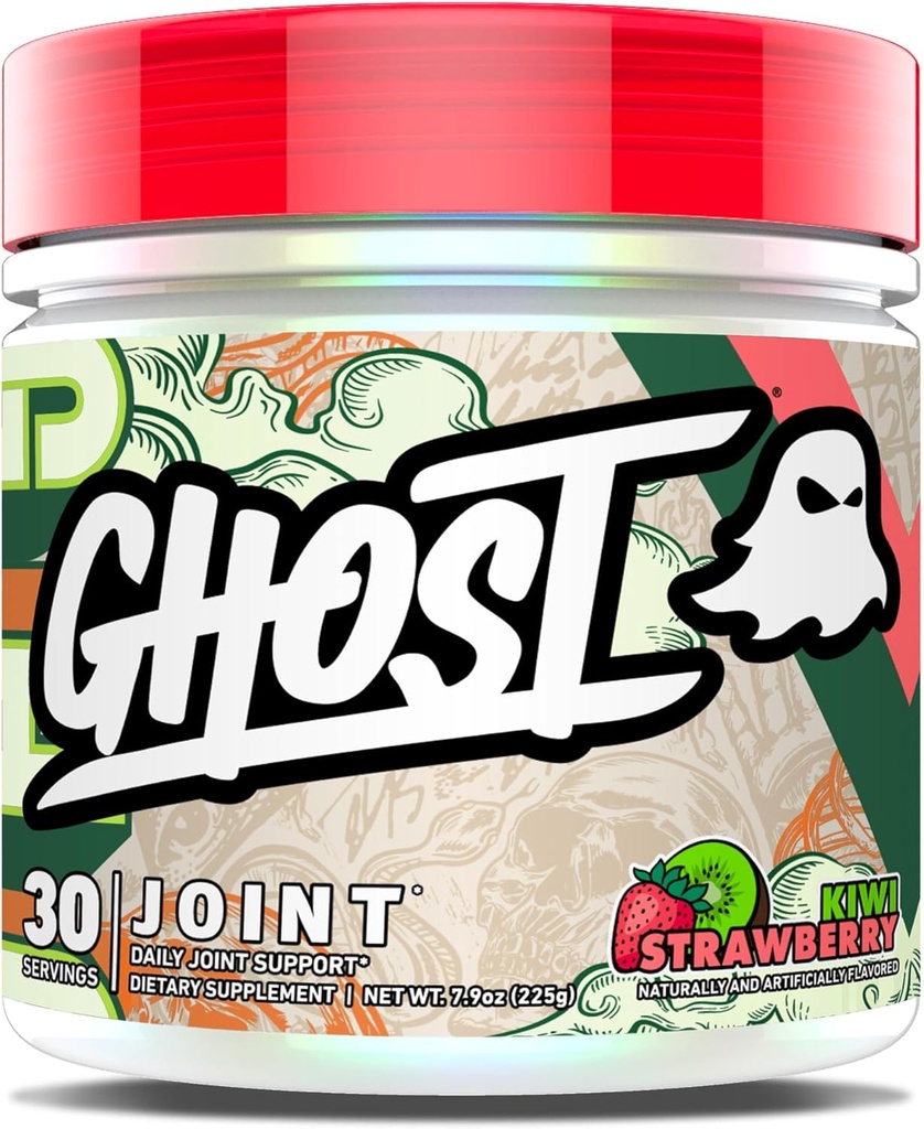 Ghost Joint Supplement, Kin Strawberry (30 משרתים) - תוספת תחזוקה משותפת יומית לגברים ונשים - Glucosamine HCL, Chondroitin Sulfate & Curcumin - קרטלאז, עצמות ותמיכה משותפת