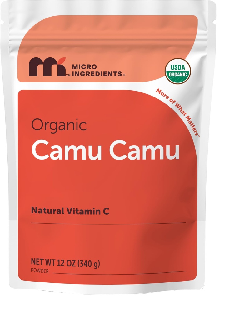 Micro Ingredients Organic Camu Camu Powder, 12 oz | Freshly Harvested Berry Source | Source of Naturally Occurring Vitamin C | Non-GMO, Vegan Friendly