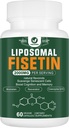 Fisetina de Lipostomal suplementari, 2000MG, 98% Pure Fisetin Pol Partinvols antioxids, amb Quercetin, TMG i Revenratrol, per a Sanitat, implementació cognitive, 60 Capules