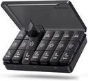 AUVON Weekly Pill Organizer 3 Times sehari, Kotak Pil Besar 7 Hari dengan Perlindungan Dual untuk Perjalanan, Kasus Pil Hitam untuk Perlindungan Privasi, Pensil Bukti Penyakir untuk Kesehatan, Vitamin, Oil Ikan