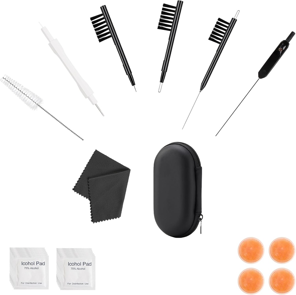 Fitunry 52-Piece Aparelhos auditivos Kit de limpeza Acessórios Ajuda auditiva portátil Tamanho do bolso do bolso com ferramentas de escova de limpeza, Cápsulas secas, Toalhas de áudio, pano de veado e ajuda auditiva caso de viagem (Pequeno)