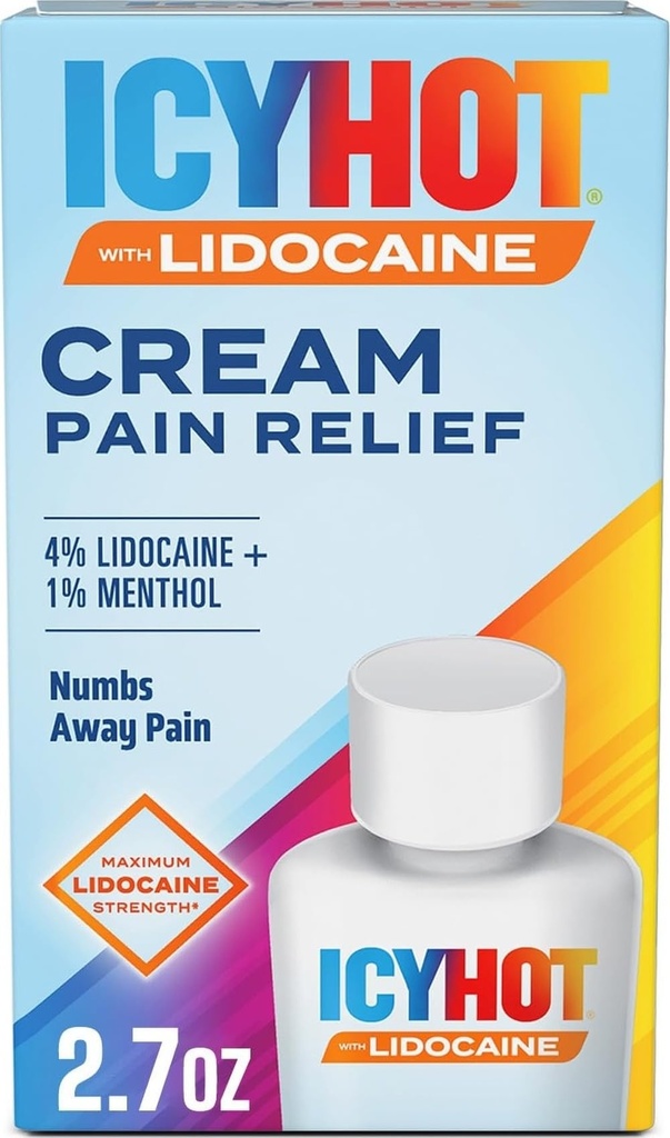 Icy Hot Max Strength Pain Relief Cream with Lidocaine Plus Menthol, 2.7 Ounces