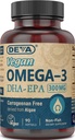 DEVA Vegan Omega-3 DHA Suplemento EPA Unha vez ao día Softgel 300 MG - Carrageenan Gelatin & Gluten Free - Ácidos graxos de aceite de algae non peixe - 90 Softgels