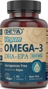 DEVA Vegan Omega-3 DHA-EPA 300MG – No Carrageenan, Non-Fish Oil Derived from Algae, Non-GMO, 90 Gelatin-Free Softgels