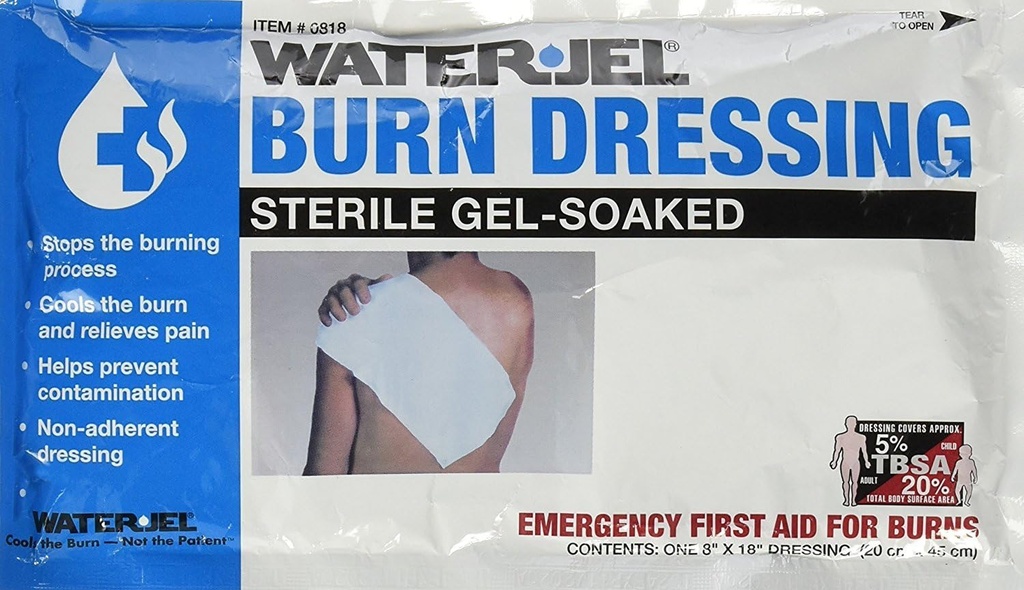 Water Jel Emergency Burn Dressing, 8" x 18