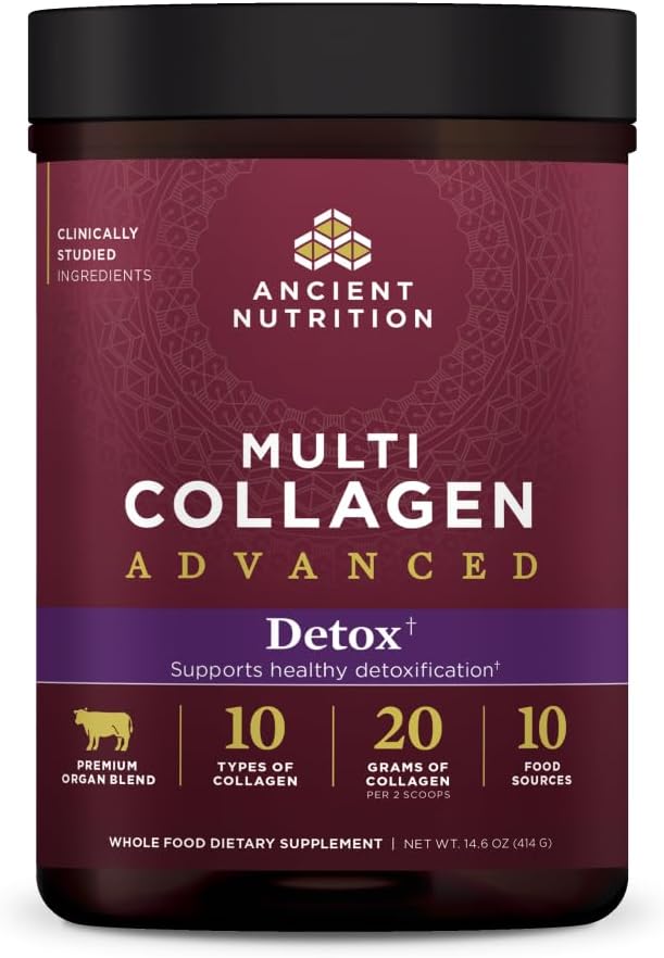 Nutrição antiga avançada multi colagénio proteína pó limpar & detox, sem sabor, 36 Servings