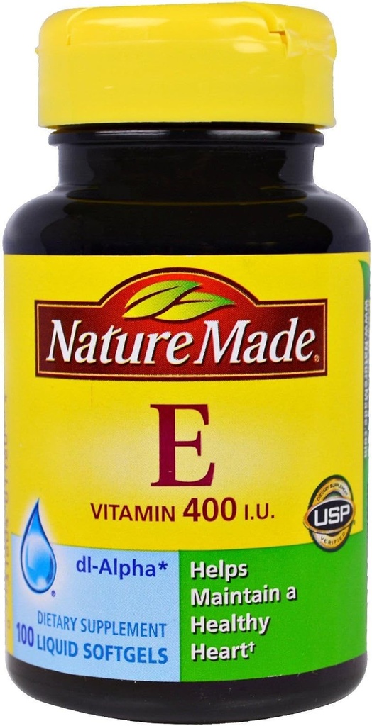 Nature Made Vitamin E 180 mg (400 IU) dl- Alpha, dodatek stravy pro antioxidační podporu, 100 Váček (balení po 3)