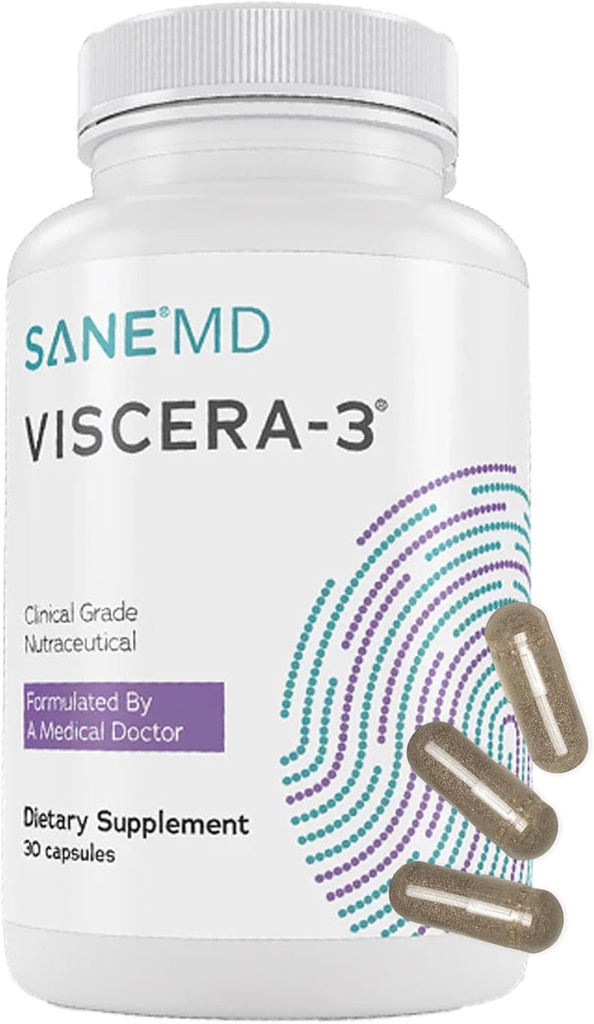 SANE MD - Viscera 3 Postbiotics Tributyrin - Sodium Butyrate Supplement for Gas and Bloating Relief - Gut Health - IBS & Leaky Gut Butyric Acid Supplement - NSF Certified - 30 kapsulak