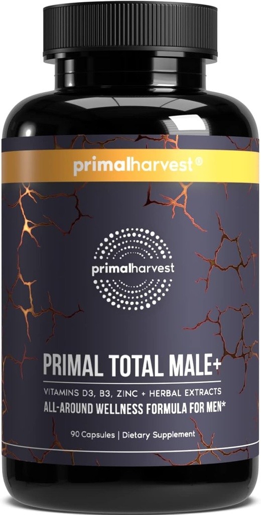 Primal Harvest Total Masculino+ Multivitamínico para Hombres con Vitaminas Esenciales, Minerales y Apoyo Herbal para Energía, Vitalidad, Salud Inmune y Rendimiento