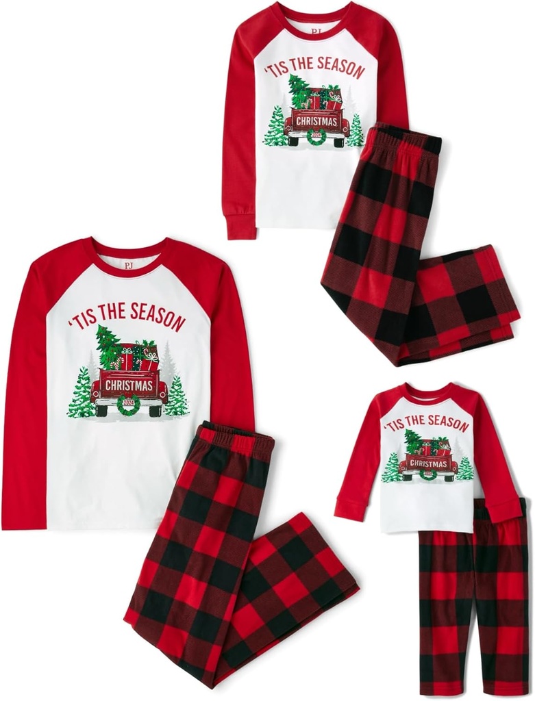 Uşaqların Yeri Baby və Family Matching Fleece Holiday Pajama Set