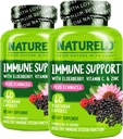 NATLLO Immune Suppy C, Elderberry, Zinc, Echina Immunity w/Antioxidant, Herbal & Mineral Defense - 60 capsulen (Pack of 2)