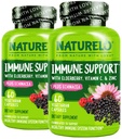 NATURELO Immune Support – Vitamin C, Elderberry, Zinc, Echinacea – Natural Immunity Boost w/Antioxidant, Herbal & Mineral Defense - 60 Vegan Capsules (Pack of 2)