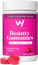 VitaHustle Beauty Gummies, 2500 mcg Biotin, 100 mg Колаген, Витамин C, B-Complex, Силна коса, Кожни нокти, Ниска захар, Без ГМО, Ягодова Колада, 50 броя