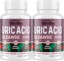 Uric Acid Cleanse & Detox with Tart Cherry, Celery Seed Uric Acid Supplement – Uric Acid Levels, Joint, Kidney and Sleep – 90 Veggie Capsules（2 Bottle）