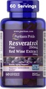 Puritan 's Pride Premium Resveratrol Youth Guard ™ 250mg, Dietary Supplement for Immune System, Antioxidant, Sugar Metabolisation, Blood Flow, and Ingelheim Function Support, 60 Rapid Release Softgels