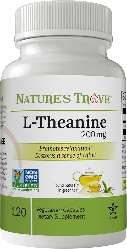 L-Theanine 200mg by Nature's Trove - 120 Вегетариански капсули