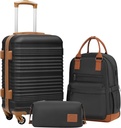 Koolife Luggage Set 3 Piece Ekipaje Set Carry On Suitcase Hardside Luggage with TSA Lock Spinner Wheels (beltza, 3 pieza sorta)