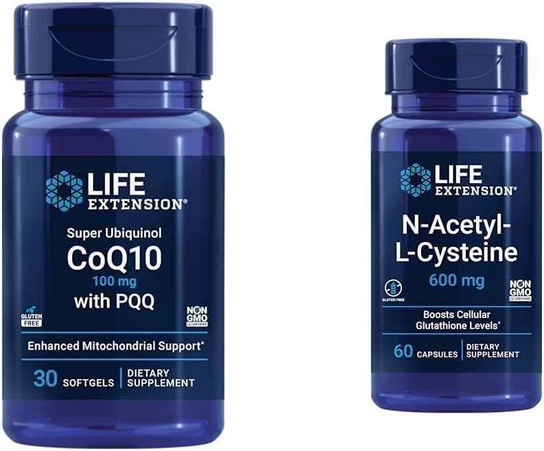 Life Extension Super Ubiquinol CoQ10 s PQQ, CoQ10, PQQ & N-Acetyl- L- Cystein (NAC), imunitní, respirační, jaterní zdraví