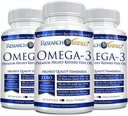 Uuringud Kontrollitud Omega 3-1800mg Omega 3 kalaõli - kõrge 900mg EPA + 600mg DHA - ei järelmaitse - 60 Softgel kapslid - 3 pudelit