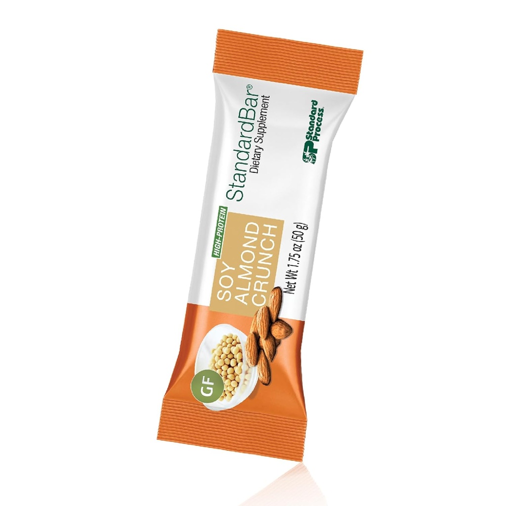 Standard Process - StandardBar Soy Almond Crunch - High Protein Bar for Energy & Heart Health - Healthy Snack - Vegetarian, Gluten-Free - 18 Bars