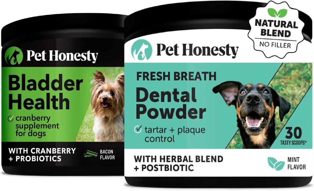 Cranberry Bladder Health + Dental Powder para la limpieza de dientes " Plaque Removal, Urinary Tract " Soporte para perros