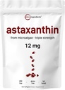Astaxanthin 12mg, 120 Softgels, 4 Month Supply | Premium Astaxanthin Antioxidant Supplements | Fresh Microalgae Source | Supports Eye, Joint, Internal Circulation, Skin Health &amp; Natural Tanning