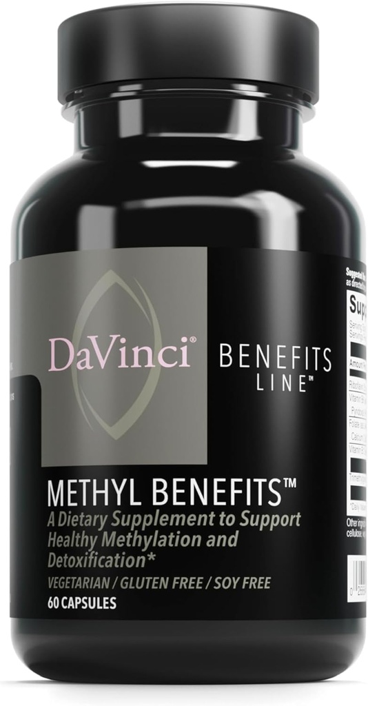 DAVINCI Labs Methyl Benefits - Suplement diety do wsparcia zdrowej metylacji, detoksykacji i produkcji energii * - z witaminą B6, B12, folianem i więcej - bez glutenu - 60 Kapsułki wegetariańskie