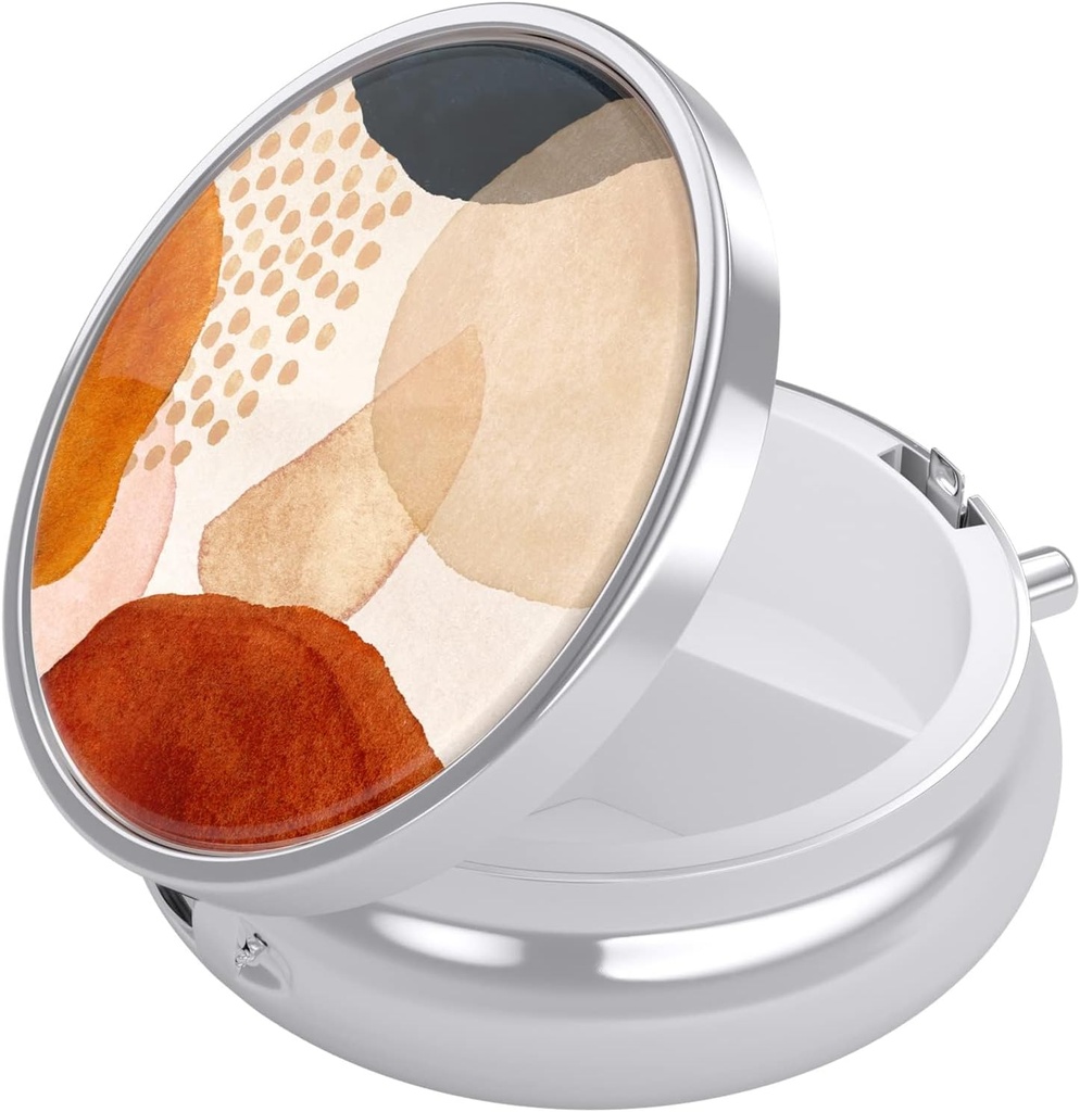 Nipichsha pil Box, kleine pil geval voor portemonnee & Pocket, leuke reis medicijnen Organisator, draagbare geneeskunde container houder om vitamines te houden, medicijnen, visolie & supplement, eenvoudige abstracte kunst