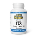 Natural Factors, Vitamin D3 1000 IU (25 mcg), Supports Strong Bones, Muscles and Immune Function, 180 Tablets