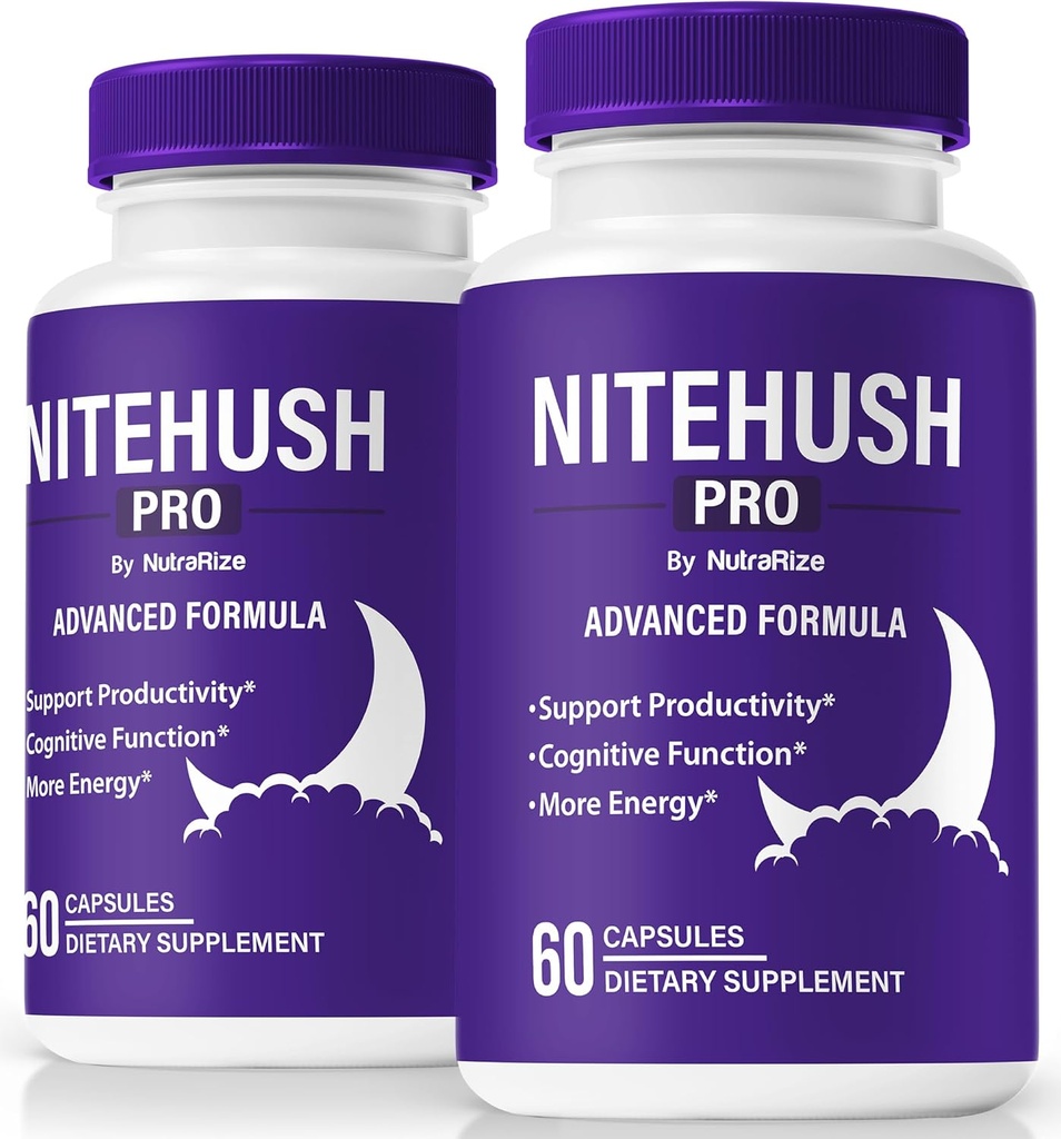 (2 Pack) Nite Hush Pro Capsules- Unlock Your Full Potential with NiteHush Pro Formula - Premium Support for Focus, Concentration and Balanced Health, Official NiteHushPro Pills Review (120 Capsules)