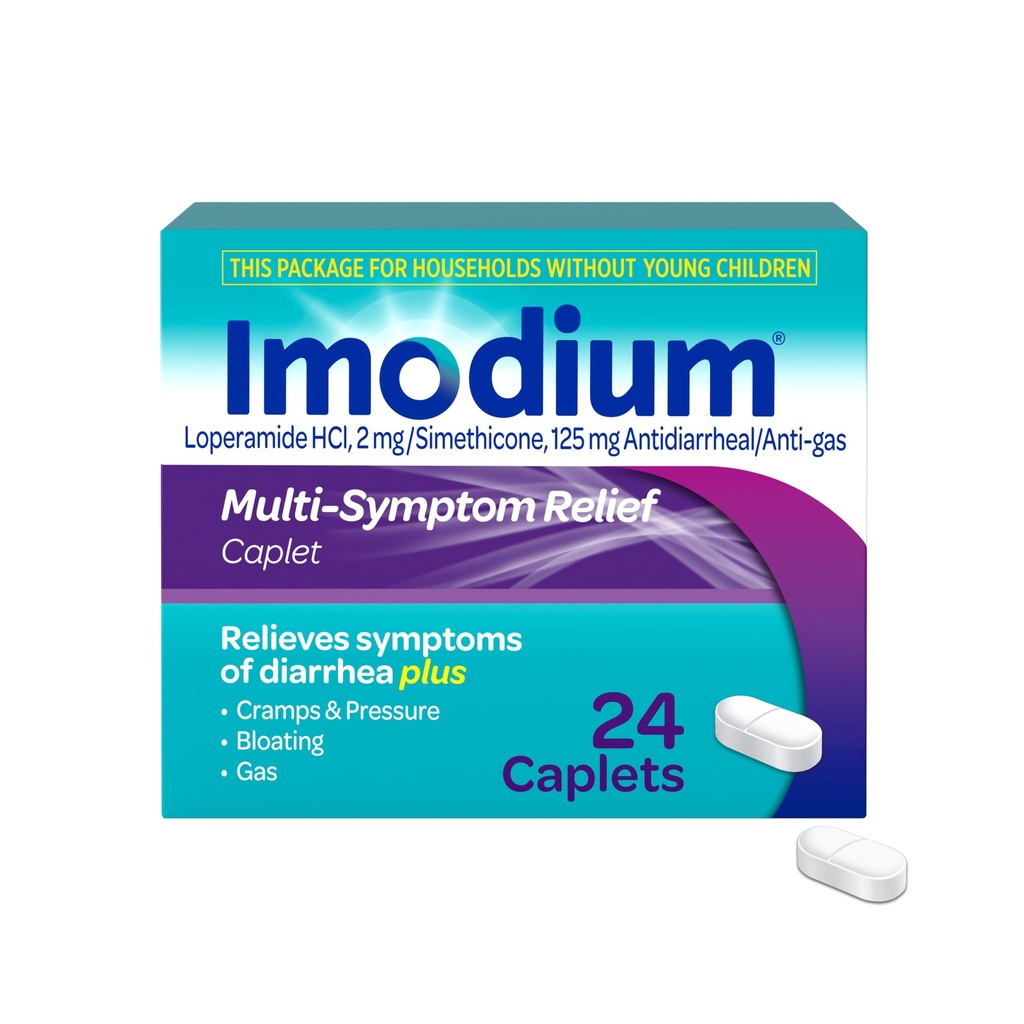 Imodium Multi-Symptom Relief Caplets, Anti-Diarrheal Medicine, 24 Ct