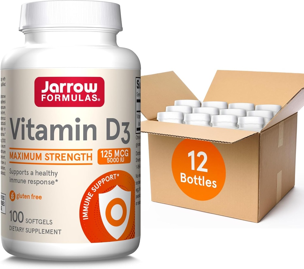 Yarrow Formulas Vitamin D3 125 mcg (5000 IU) - 100 Xidmət (Softgels) - Bone Health, Immune Support & Plastic Metabolism Support - Vitamin D3 Vitaminlər - 5000 IU Vitamin D (Paket 12)