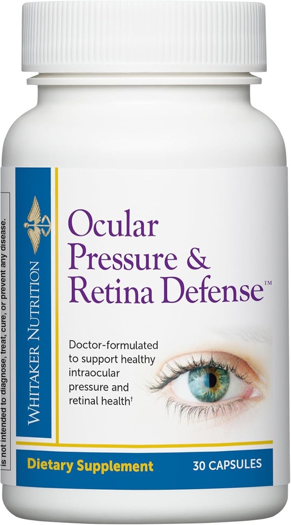 Dr. Whitaker Ocular Pressure & Retina Defense Supplement til å støtte sunn intraokulær trykknivå, sirkulasjon og øye vev (30 kapsler)