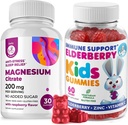 Elderberry Gummies for Kids and Magnesium 200 mg Gummies Sugar- Free - Healthy System Booster and Health Dupport with Elderberry Extract with Magnesium Calm Chews for Kids & Adults Sugar- Free