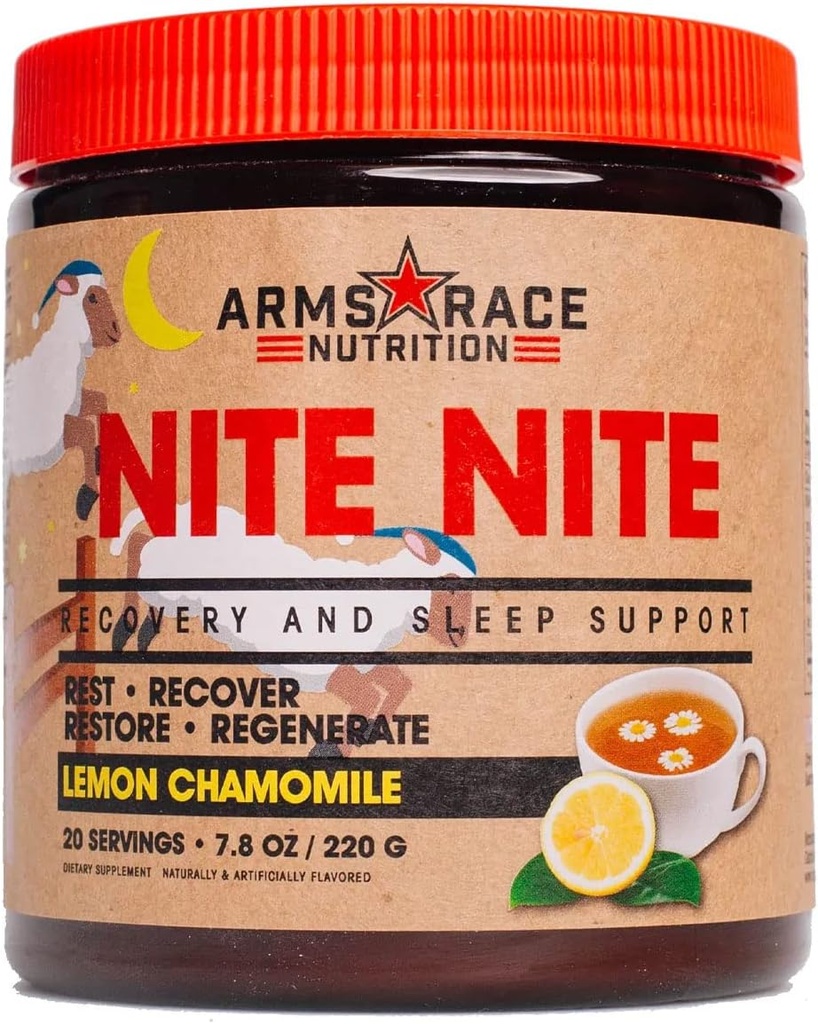 Arms Race Nutrition NITE NITE Recovery and Sleep Support 7.4 oz (20 Servings) (Lemon Chamomile)