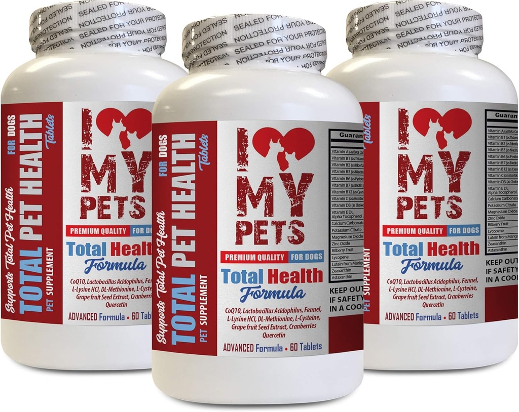 I LOVE MY PETS LLC Immunity for Dogs - Dog Total PET Health - Premium Formula - Best Complex - Dog B-vitamiini kompleks - 3 pudelit (180 ravimit)