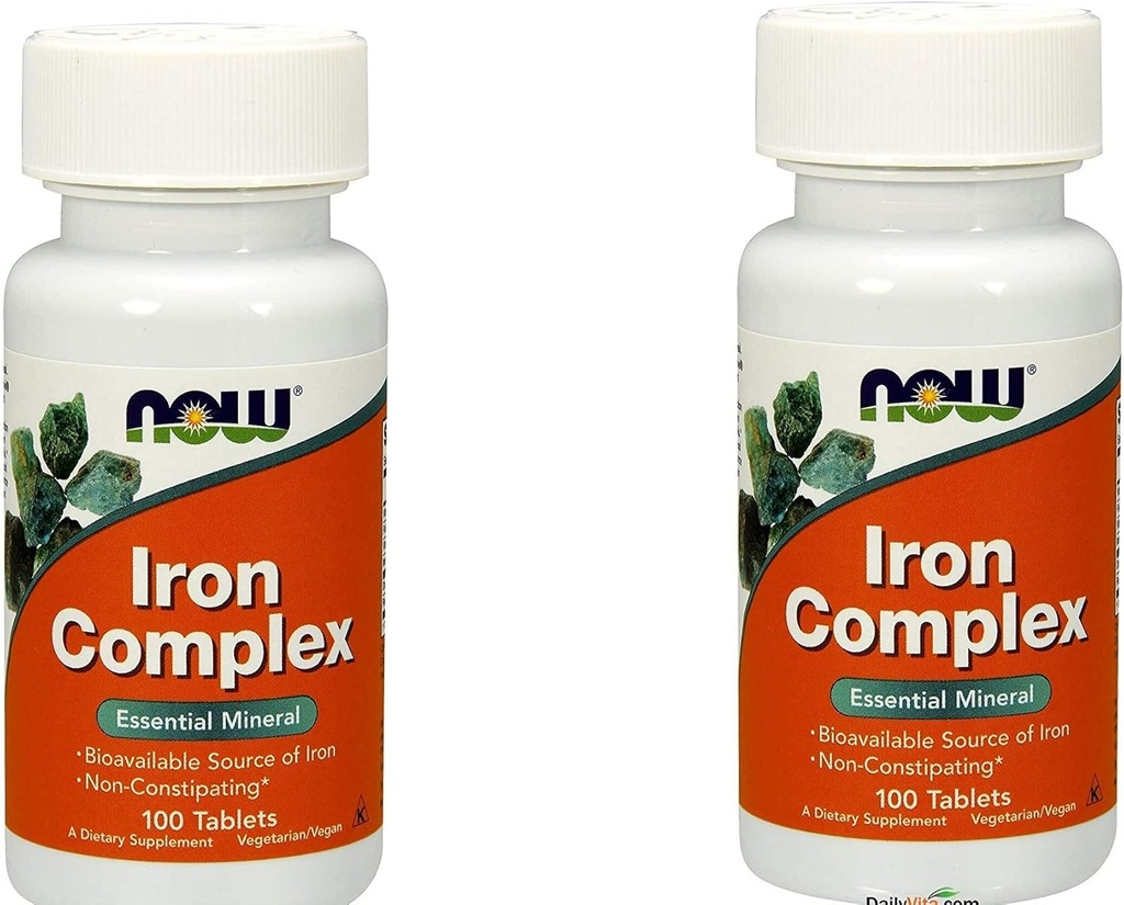 2 Bottles of NOW Foods IRON COMPLEX 100 Tabs
