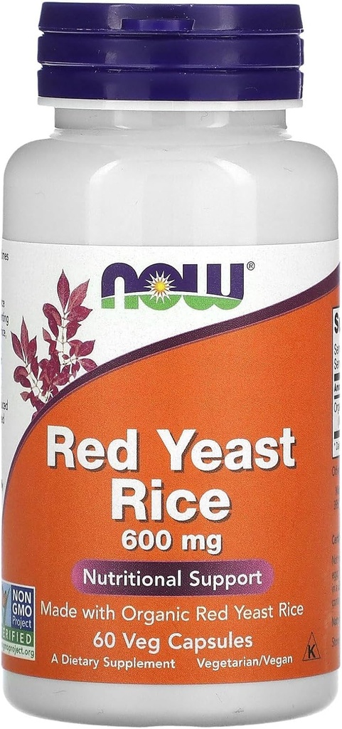 NOW Foods Red Yeast Rice, 600 mg, 60 Veg kapszula