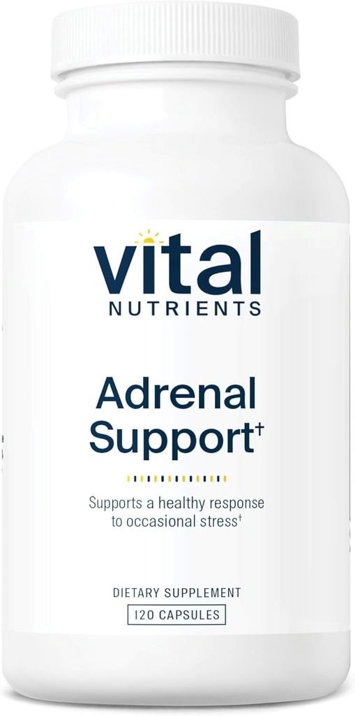 Vital Nutrients Adrenal Support | Adrenal Support Supplements for Gland Function and Cortisol Management | Supports Energy and Stress Levels | Gluten, Dairy, Soy Free | 120 Capsules