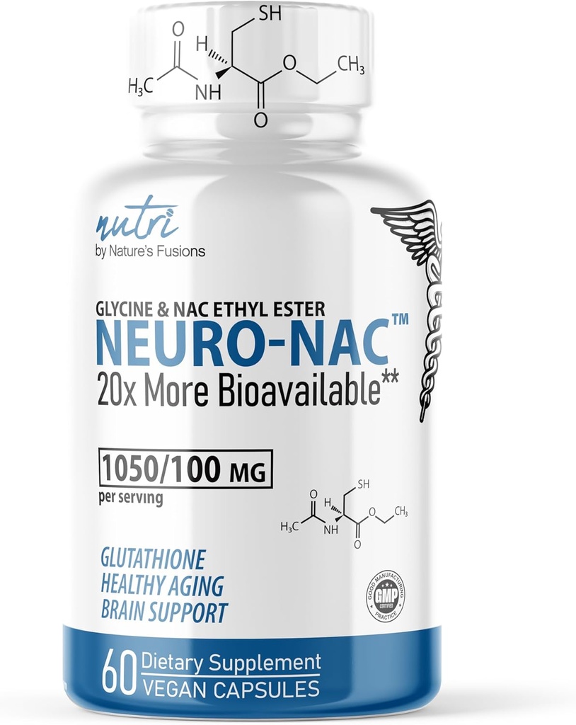 Suplimentul neuro NAC N-Acetil Cysteine Etil Ester - 20x Mai mult Biodisponibil decât NAC 600 mg - Boost Glutatione 10x Mai mult decât Glutationa lipozomal - N Acetil Cysteine Etil Ester - NACET (60 capsule)
