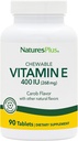 NaturesPlus Vitamina E Chewable - 400 iu, 90 tabletas vexetarianas - Carob Flavor natural - Función cardiovascular saudable, defensa gratuíta e benestar global - Gluten-Free - 90 servizos